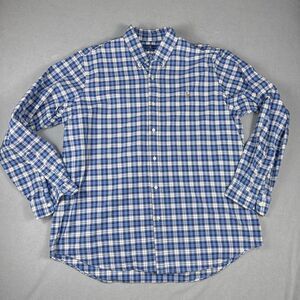 Ralph Lauren Shirt Mens XXL Blue White Plaid Classic Fit Button Down Long Sleeve